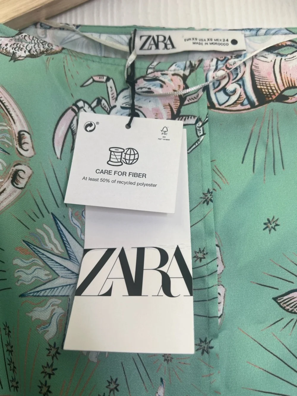 Zara - NWT Limited Edition Zodiac Mint Green Long Sleeve Midi Dress Size XS - Picture 10 of 12